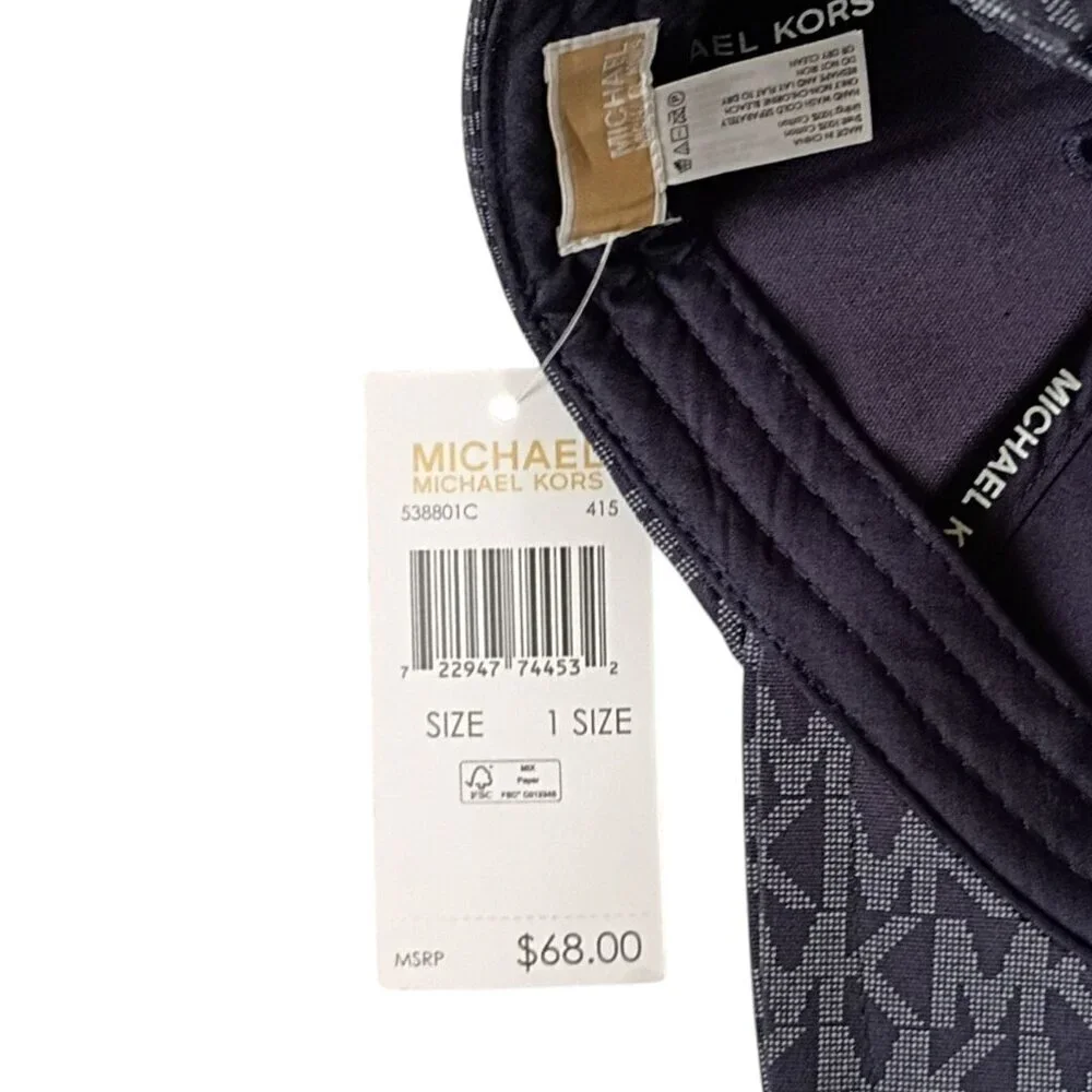 Michael Kors Women's Blue Cotton Adjustable Logo Cap - One Size